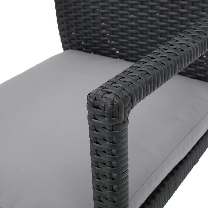 Ensemble de chaises d'extérieur en osier avec coussins, ensemble de 2 pièces, gris
