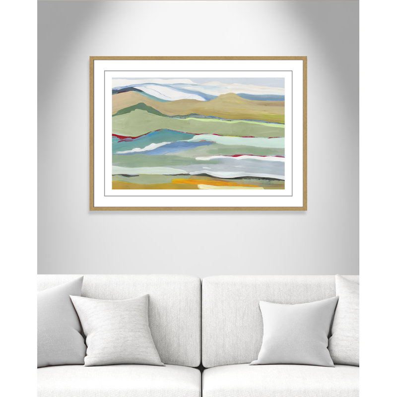Dee Goodbye Summer on the Hills - Picture Frame Painting, Natural Wood Framed, 29.5" H x 41.5" W x 0.75" D