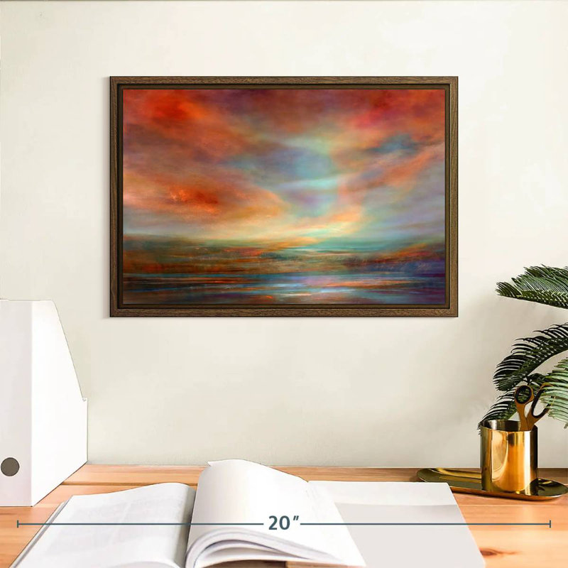 Far Away III, 37 po x 25 po, Cadre flottant noyer