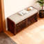 Banc à chaussures avec rangement et coussin, banc de rangement à volets vieillis avec charme rétro pour le salon, vestibule