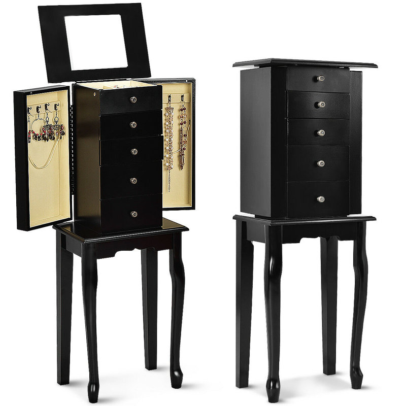 Domenick Freestanding Jewelry Armoire, Black