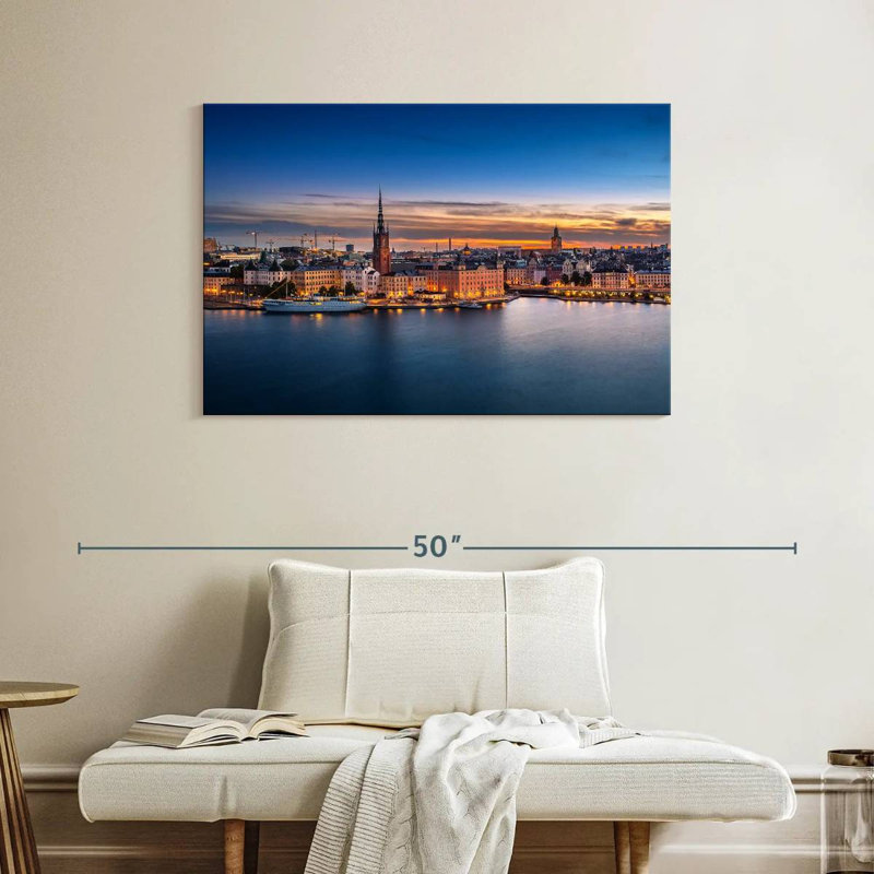 Marchelle, Stockholm, coucher de soleil, horizon, H 26 po x l 39 po