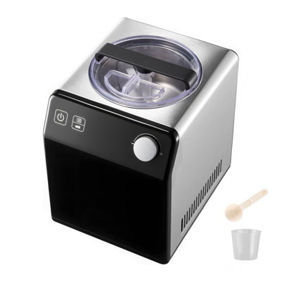 Upright Automatic Ice Cream Maker with Built-in Compressor, 2 Quart No Pre-freezing Fruit Yogurt Machine, Stainless Steel Electric Sorbet Maker, 4 Modes Gelato Maker with Digital Display & Timer