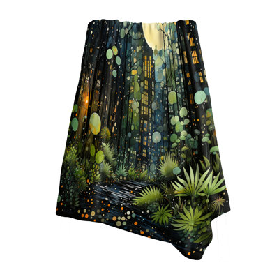Green Yellow Urban Jungle II - Abstract Collages Living Room Throw Blanket