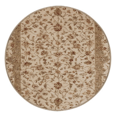 Tapis botanique beige lavable à la machine