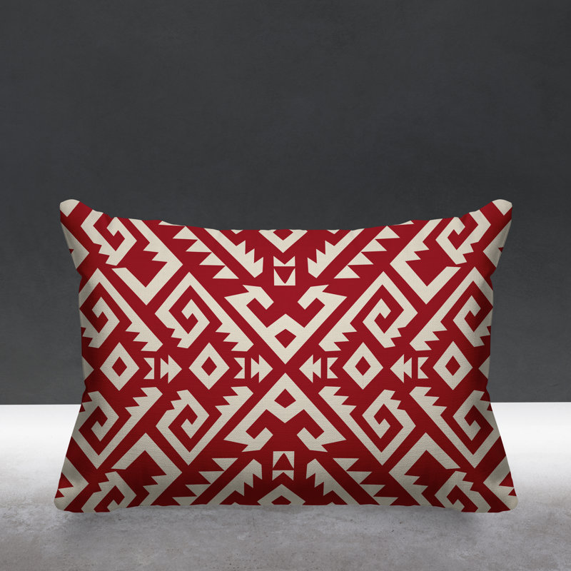 Coussin intérieur / extérieur Chitto Southwestern, Rouge