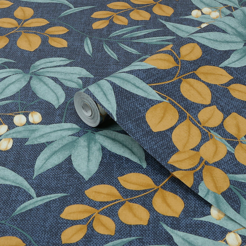 Superfresco Easy Spring 2024 Double Roll, Navy Blue/Ochre