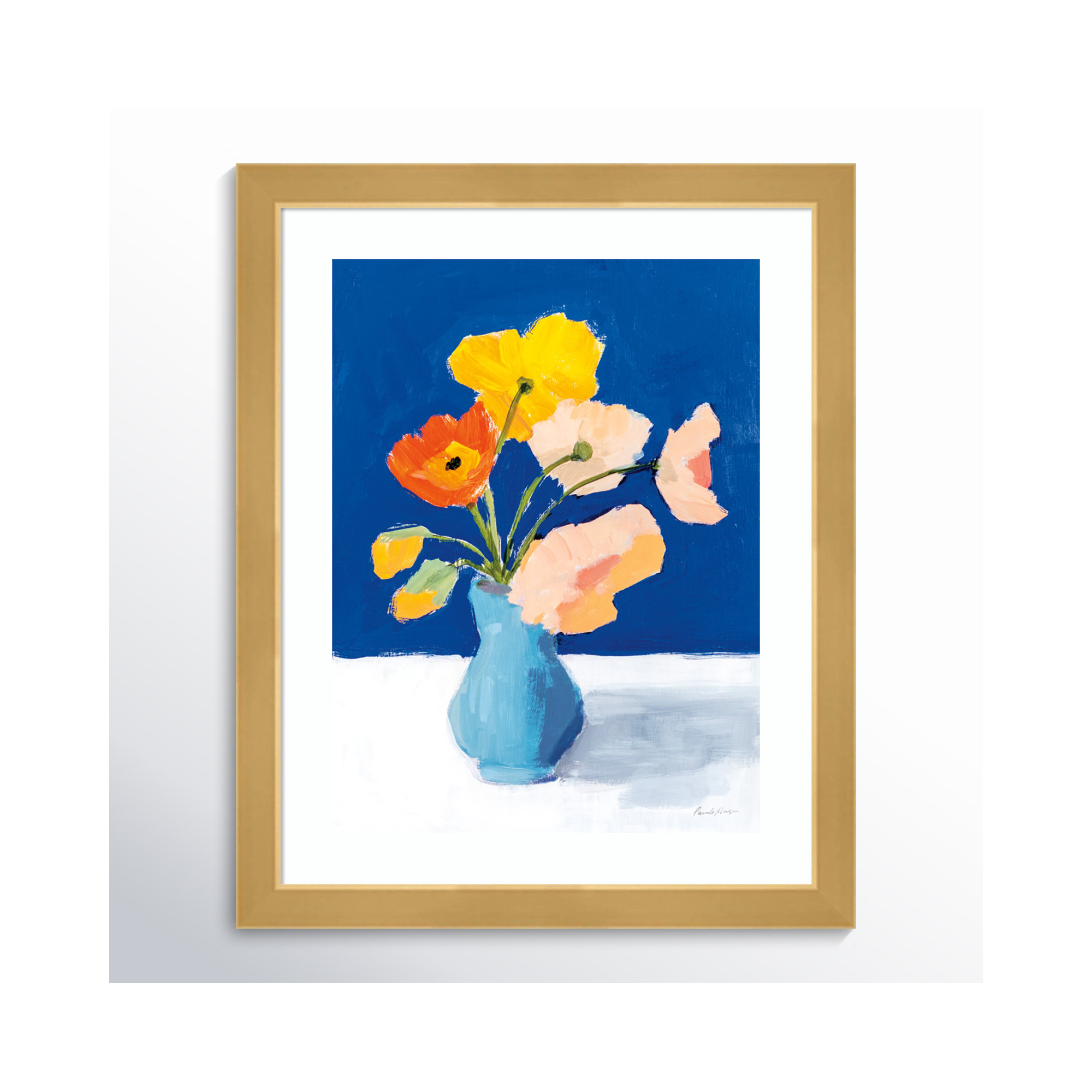 Poppies On Blue by Pamela Munger, Black, 18.12" H x 14.62" W x 0.88" D
