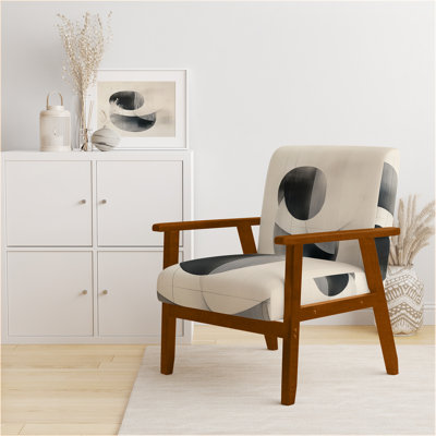 Chaise rembourrée à formes abstraites en forme de géométrie noire et blanche