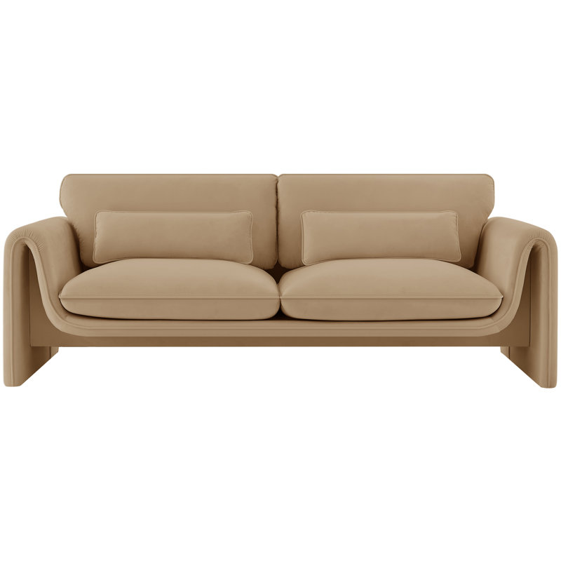 Ixayana 86'' Velvet Sofa, Camel Velvet