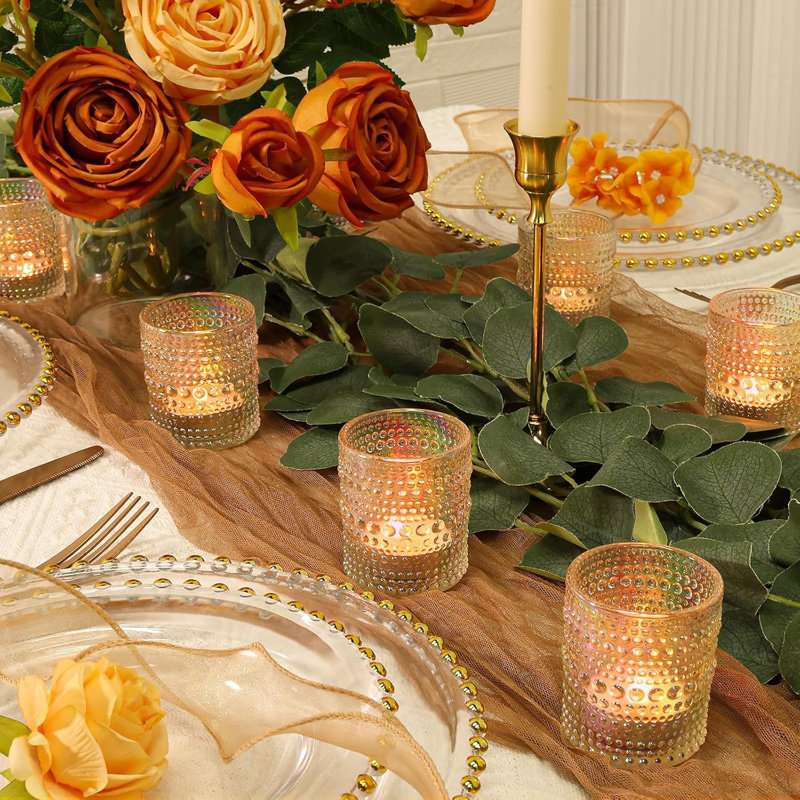 24 porte-bougies votives en verre irisé