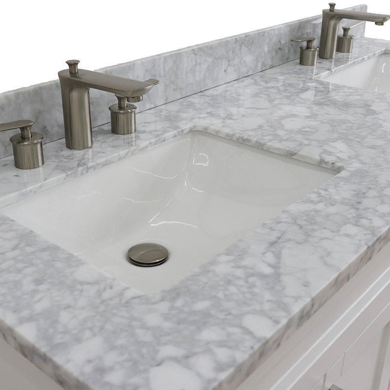 Viveca 61'' Double Bathroom Vanity with Carrara Marble Top