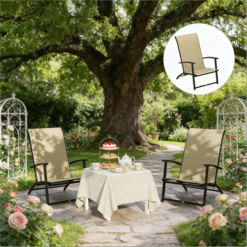 Chaises pliantes à dossier haut, ensemble de 2 chaises d'extérieur