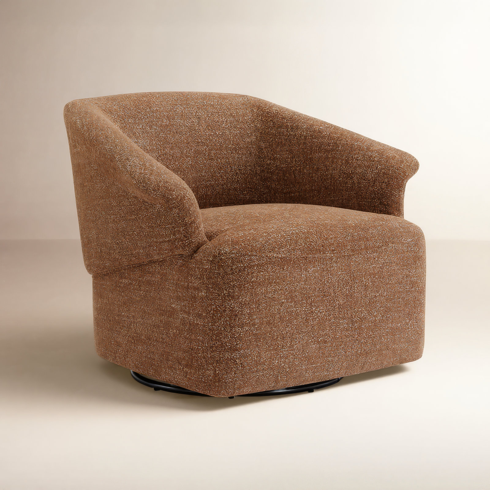 Morgana Swivel Barrel Chair, Magonia Camel Tweed