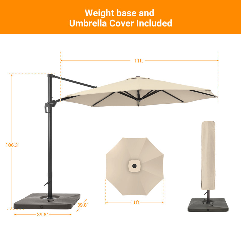 Parasol en porte-à-faux 132 po Derontae, Sable