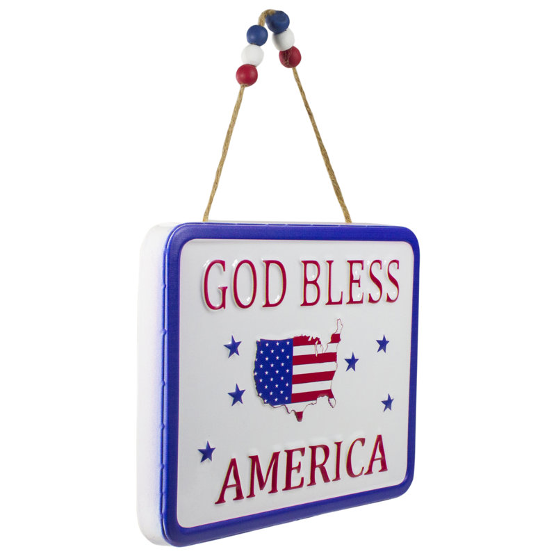 Patriotic Red, White, and Blue Metal Wall Sign with Stars