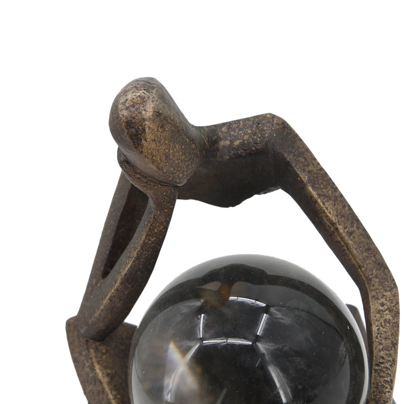Statuette Aracar de 8 po avec sphère Cyrstal de Dorron, bronze