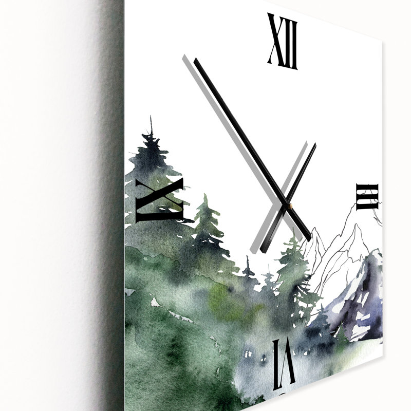 Horloge murale Winter Mountain Landscape with Trees III, Moyen