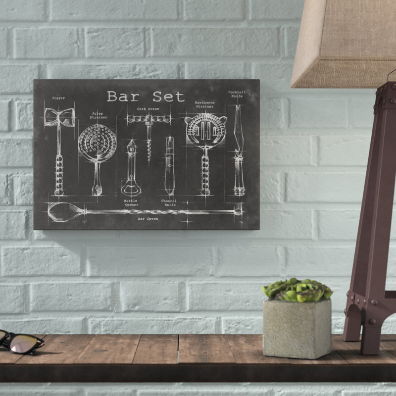 «Bar Set», peinture sur toile, H 12 po x l 18 po