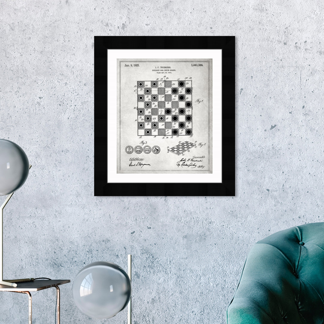 'Checker and Chess Board 1923' Framed Graphic Art