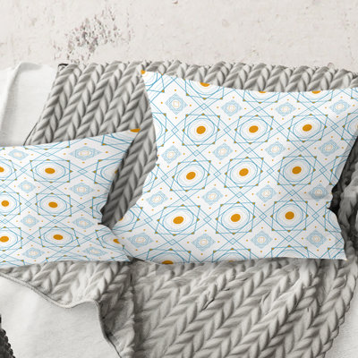 Coussin décoratif rétro Mid-Century en orange et bluye - Mid-Century Modern