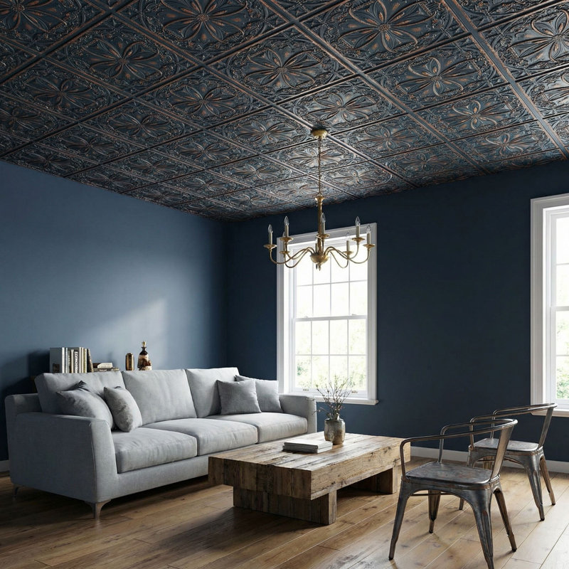 Pavillon de jardin Milan x 2 pi Tuile de plafond à poser ou à coller, Graphite doré
