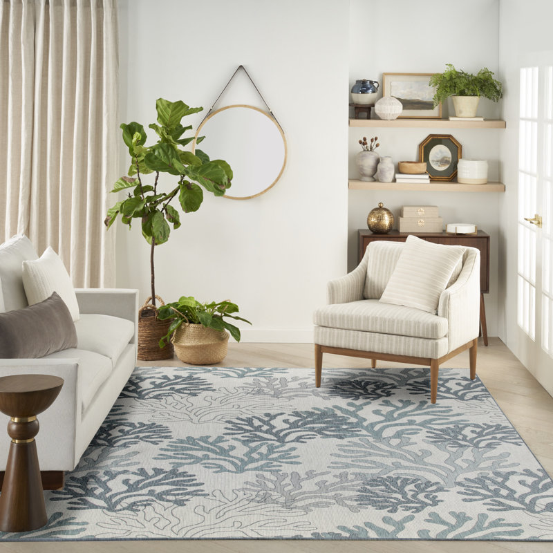 Alna Floral Indoor / Outdoor Rug, Rectangle 8' x 10'