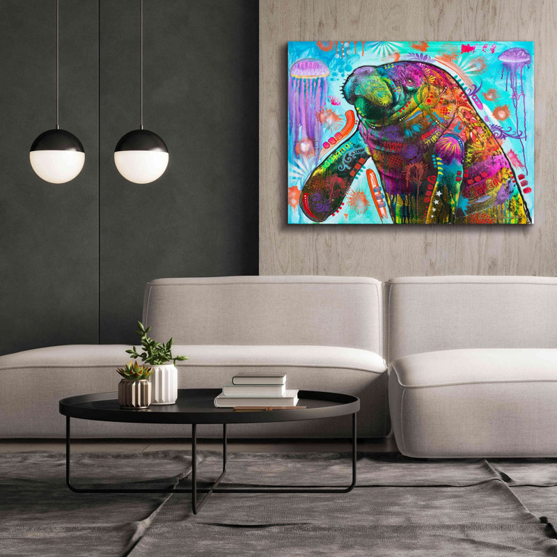 «Manatee» par Dean Russo, art mural sur toile, H 40 po x l 54 po x P 1,5 po