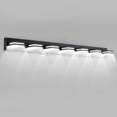 Modern Black Led Vanity Light, 7-Lights Wall Sconce For Bathroom And Mirror, Sleek Minimalist Design, Energy-Efficient, Easy To Install