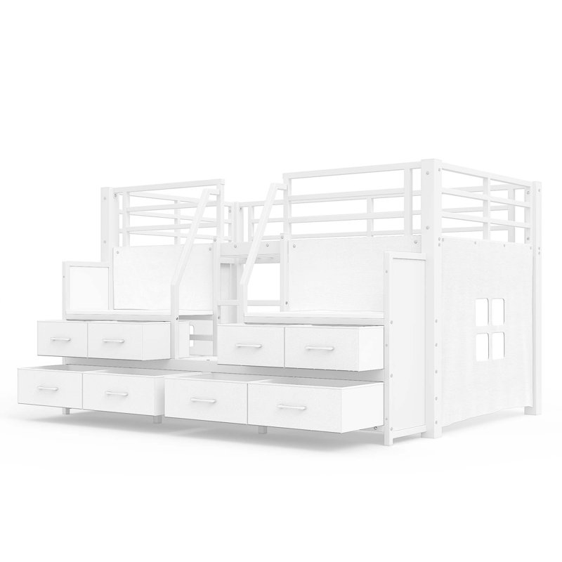 Lit mezzanine simple avec espaces de rangement multiples et lumières intégrées