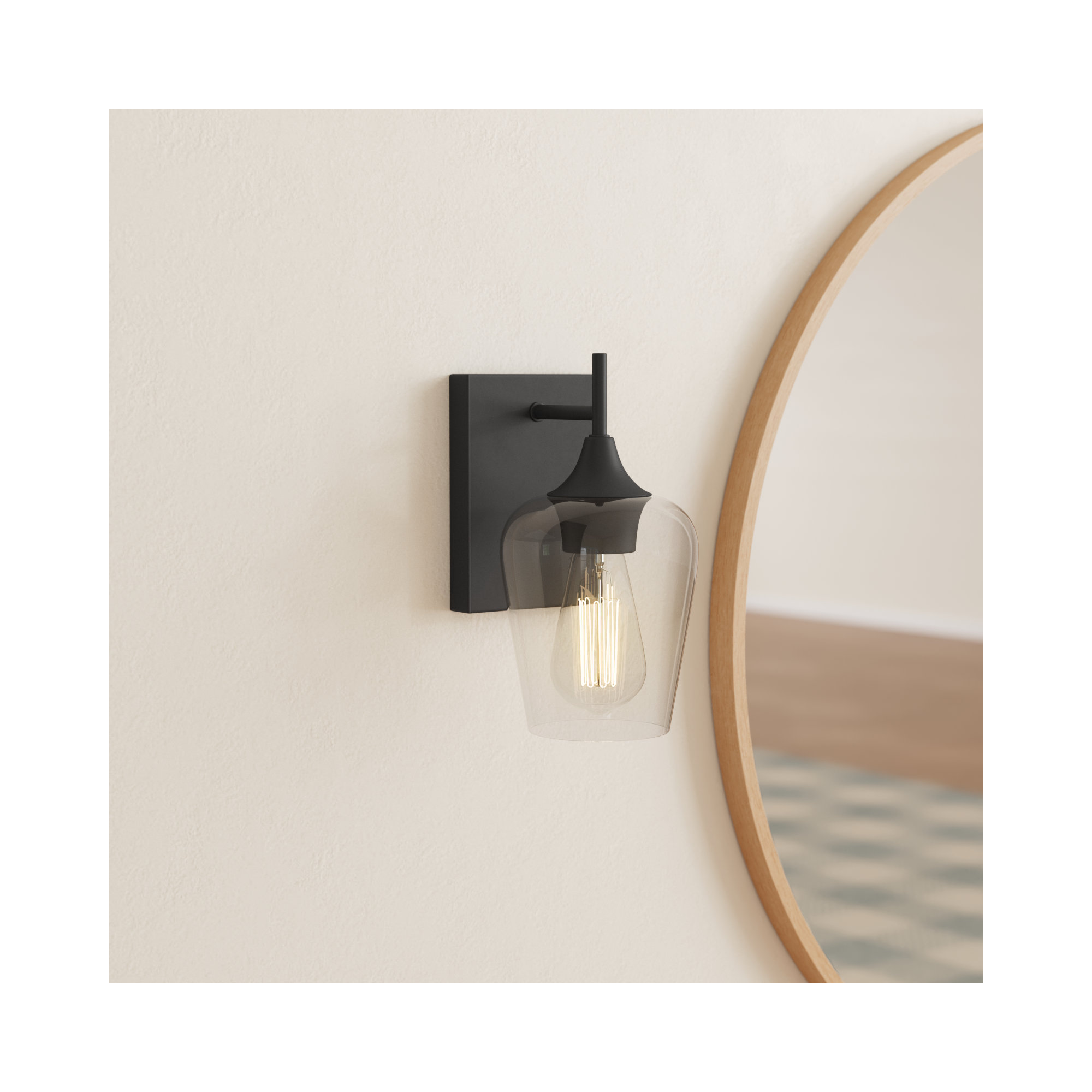 Breena Single Light Dimmable Armed Sconce, English Bronze, Clear