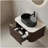 DINA 30" Bathroom Vanity with Sink, Modern Wall-Mounted Curved Edges Striped Bathroom Storage Cabinet with a Drawer, Black Ceramic Vessel Basin, NO Faucet, Pre-assembled, Dark Walnut Woodgrain Color-359052850