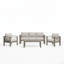 Ensemble de meubles de patio en métal 4 pièces toutes saisons, canapé de conversation 5 places avec coussins épais et structure kaki et table basse-299696321-299696335