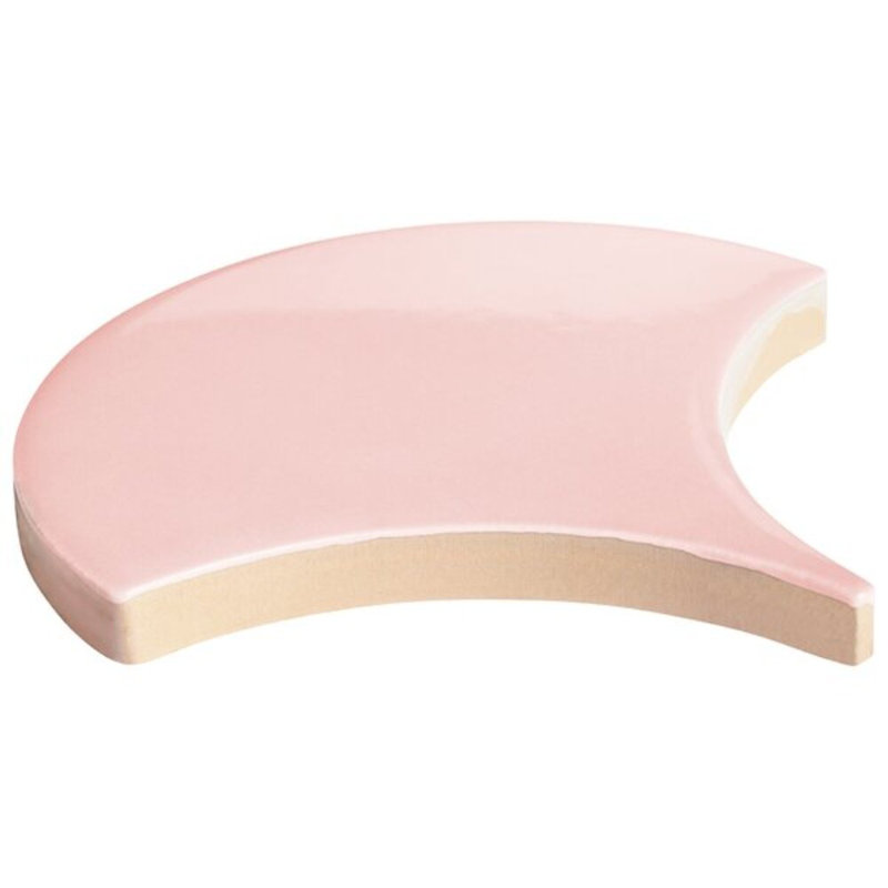 Highwater 5" Fish Scale Polished Ceramic Tile, Rose Pink