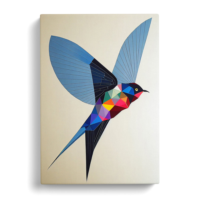 Swallow Polygon - Wrapped Canvas, 50cm H x 35cm W x 3cm D