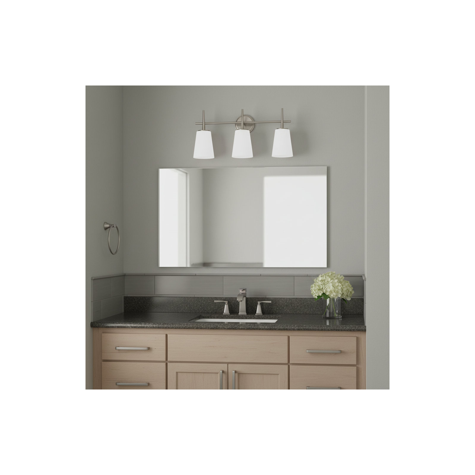 Erlandson Dimmable Vanity Light, Brushed Nickel, 9 W A19 Medium