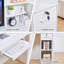 Bureau de réception rectangulaire blanc à DEL avec prise de courant intégrée, tiroir verrouillable et plateau à clavier. Parfait comptoir en bois pour les halls d'entrée, les salons et les magasins de détail