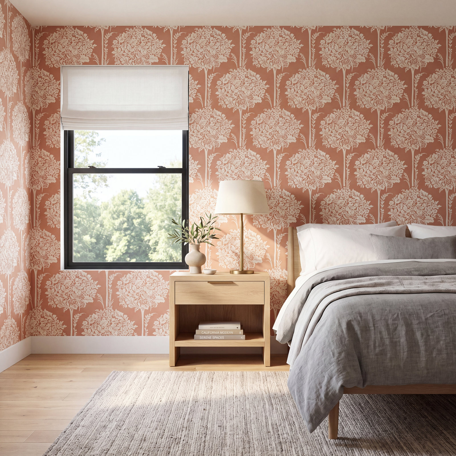 Erelina Floral Wallpaper, Apricot