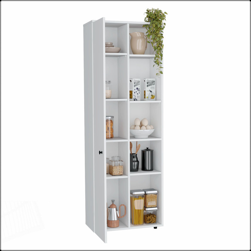 Armoire de rangement spacieuse avec cinq tablettes intérieures et extérieures pour une meilleure organisation