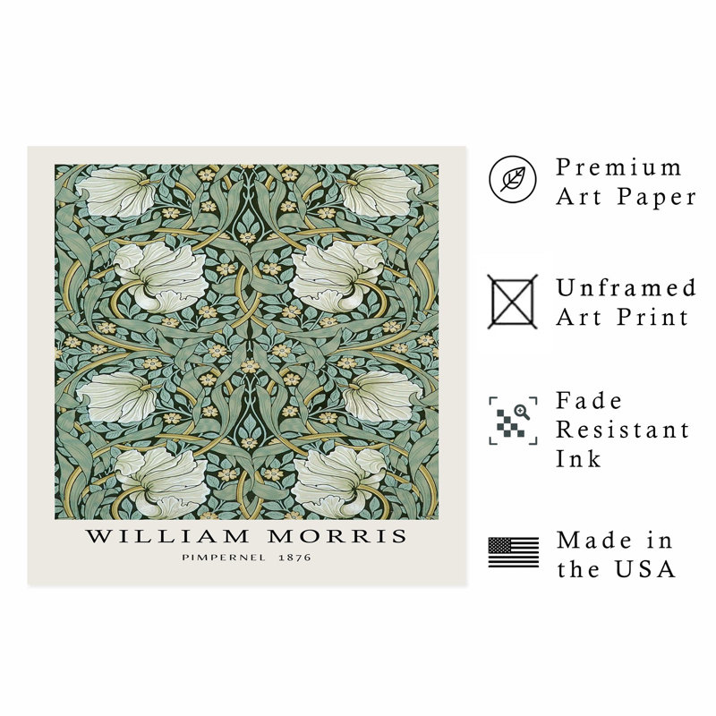 Impression florale classique sans cadre William Morris Pimpernell II, H 16 po x l 16 po