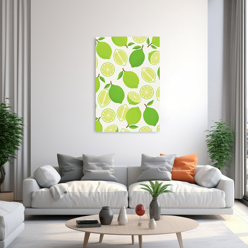 «Fresh Lime» Vibrant Fruit Summer, art mural, 60" H x 40" W