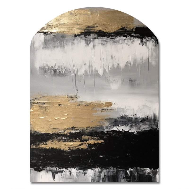 Fiedler - art mural asymétrique abstrait - forme d'arche, H 34 po x l 25 po