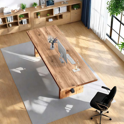 5 Piece Double Pedestal Solid Wood Rectangular Dining Table Set