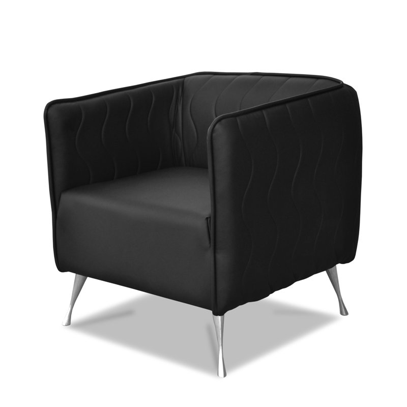 Molena Faux Leather Barrel Chair, Black