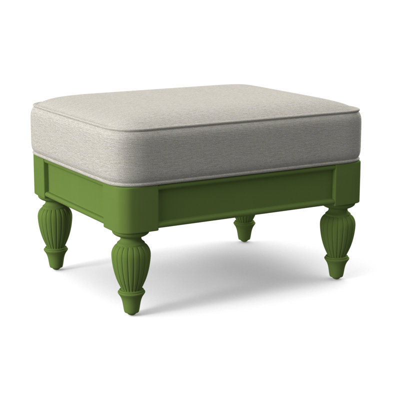 Grand View Ottoman, White Performance Fabric; 0851-94, Antique Black Finish