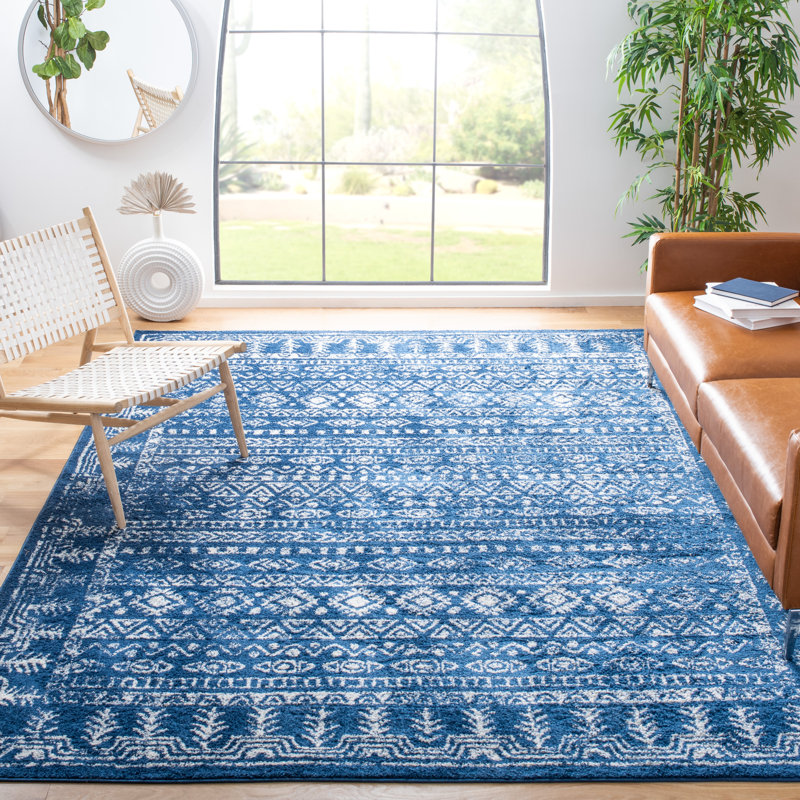 Tapis bleu marine / gris Shally, Rectangle 8 pi x 10 pi