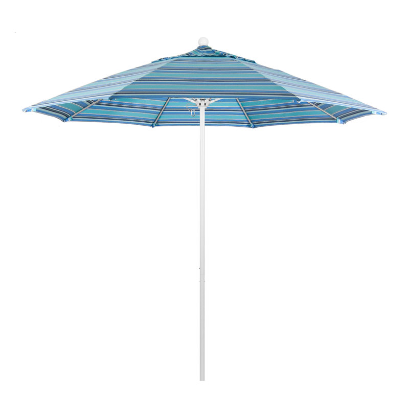 Parasol de marché 9 pi Austan, Toile toile Sunbrella® cyan, Bronze, Manivelle
