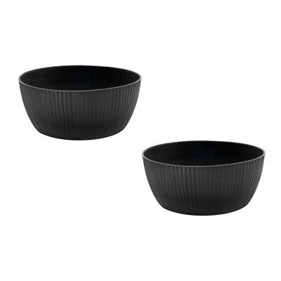 12.6" Lucca Round Planter Eco-Friendly Charcoal - Set Of 2