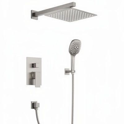 Crozet Pressure Balance Shower System with 10-Inch Rain Shower Head and 3-Spray Hand Shower (Valve Included)