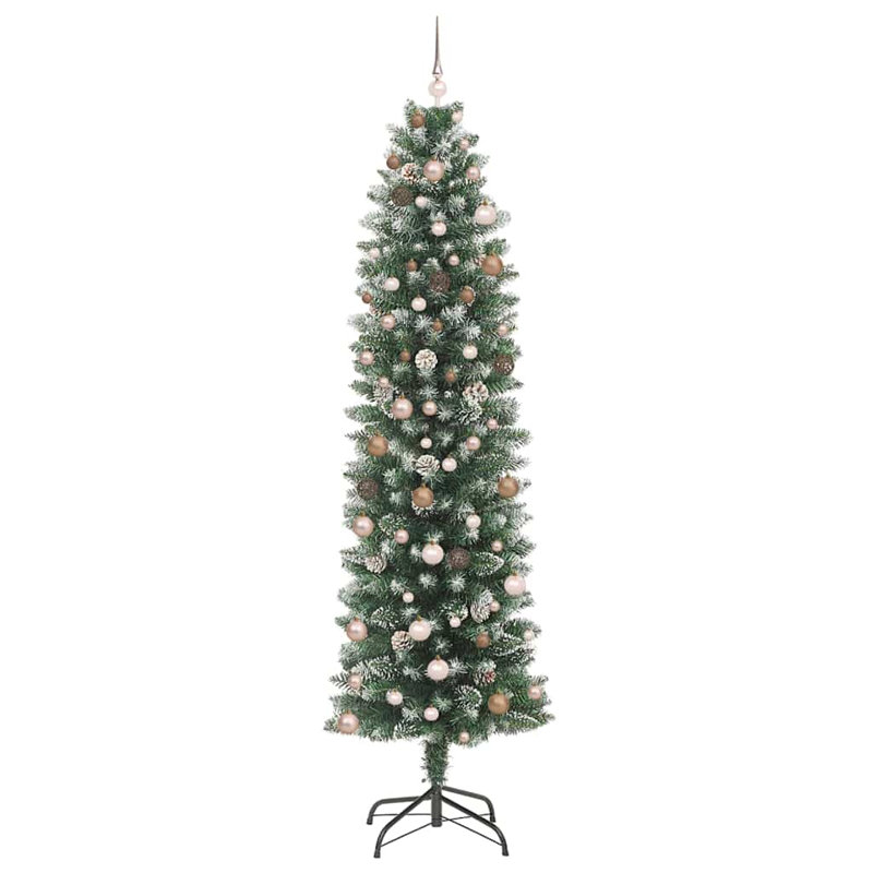 vidaXL Artificial Slim Christmas Tree with 300 LEDs Green, 7.87 ft